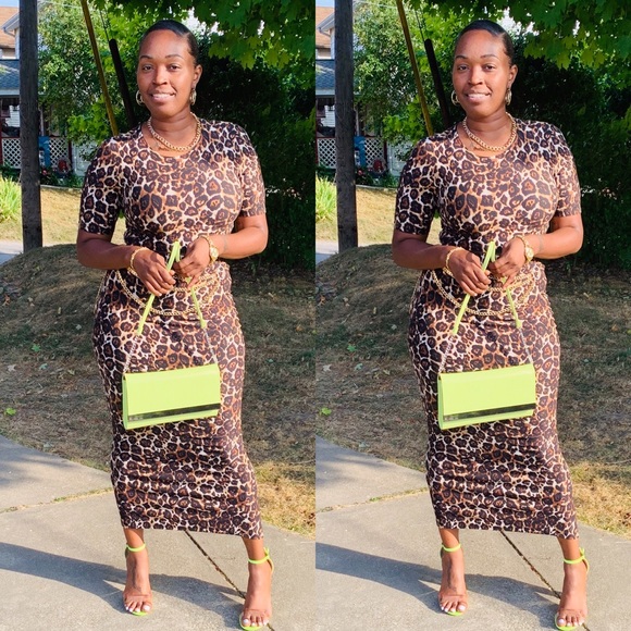 Lepoard Crop Top & High Waist Midi Skirt Set - Picture 3 of 14